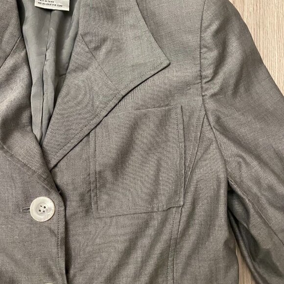 Carlisle Wool Silk Blend Blazer Jacket Three-Button Front Patch Pocket Gray SZ 8 - Picture 9 of 11